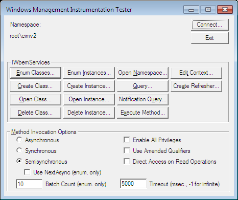 Administration via WMI - wbemtest