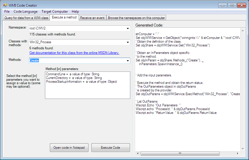 Administration via WMI - wmicodecreator