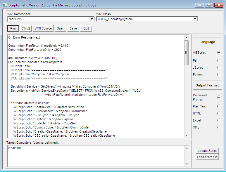 Administration via WMI - wmiscriptomatic